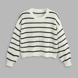 Cropped Striped Black and White Sweater
